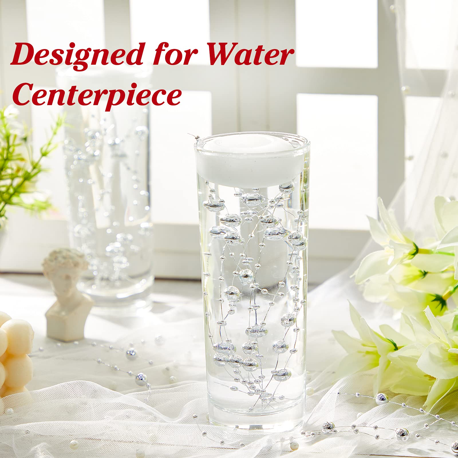 18 Pcs Corde de Perles Artificielles pour Bougies Flottantes Centre de Table Faux Pearl Filler 18 Pcs Corde de Perles Artificielles pour Bougies Flottantes Centre de Table Faux Pearl Filler
