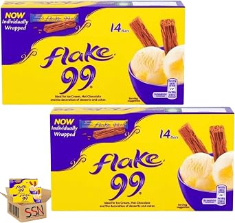 Cadbry Flakee 99 Milk Chocolate Bars, 14 Pack, Crumbly, Flaky By SSN Spark Systems Network Pack of 2x