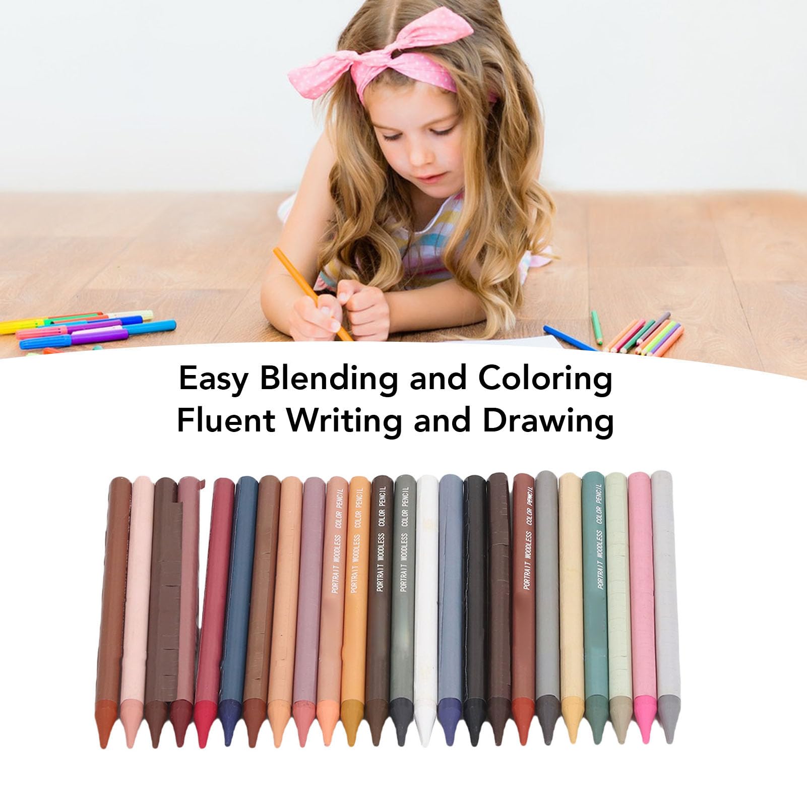 Set di 24 matite Colorate con pigmenti a Base di Olio, matite Colorate Senza Legno per disegnare mescolando Strati e Studenti Adulti