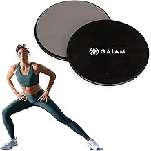 Gaiam Core Sliding Discs - Dual Sided Workout Sliders for Carpet & Hardwood Floor - Home Ab Pads Exercise Equipment Fitness Sliders for Women and Men, Grey/Black
