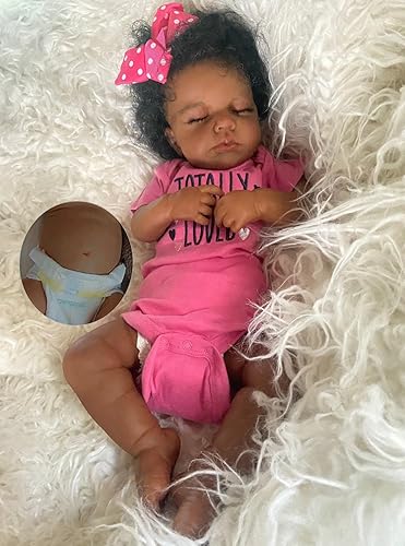 Zero Pam Muñecas negras Reborn de silicona de cuerpo completo, muñeca de bebé realista de 20 pulgadas, muñeca afroamericana, muñeca de bebé de