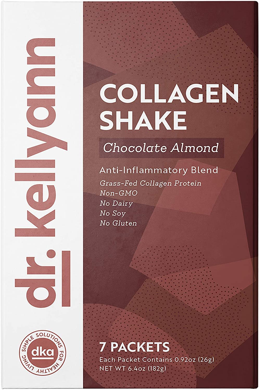 Dr. Kellyann Shake de Chocolate com Amêndoas com Proteína de Colágeno, 15 g de proteína, 7 sachês