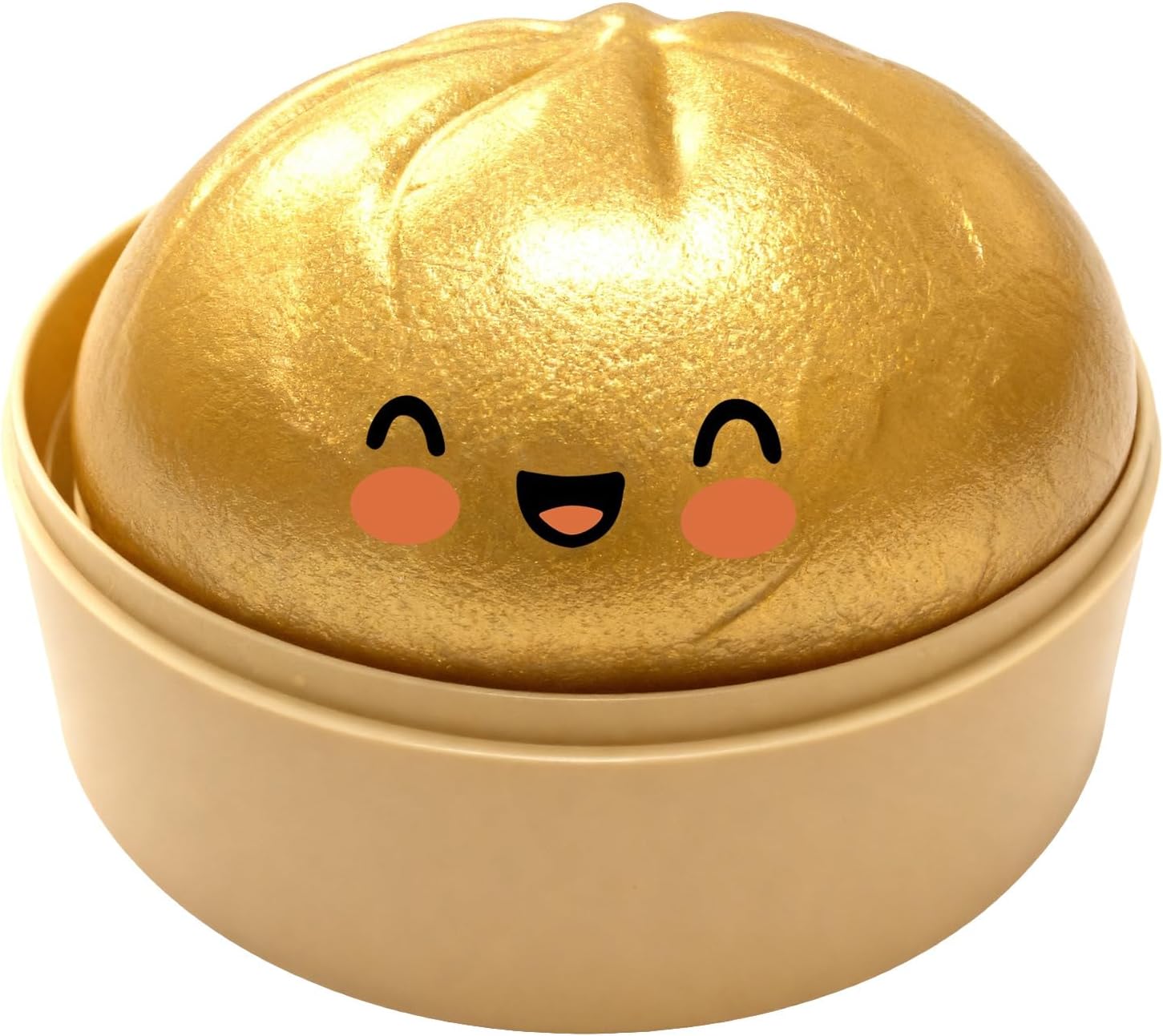 1 Pcs Dumpling Squishy Mystery Box Stress Ball with Steamer Colorful Fidget Sensory Toy Anxiety Relief Squeeze Decompression Dough for Adults(Glitter Gold)