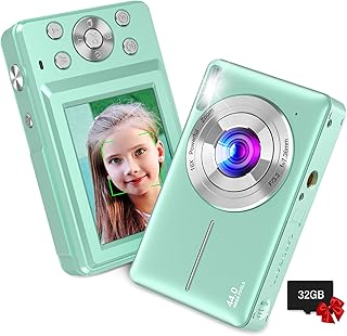 Digital Kids Camera with 32GB Card, Nsoela FHD 1080P 44MP Compact For Vlogging, Point and Shoot 16X Zoom, Portable Mini Kids for Teens Students