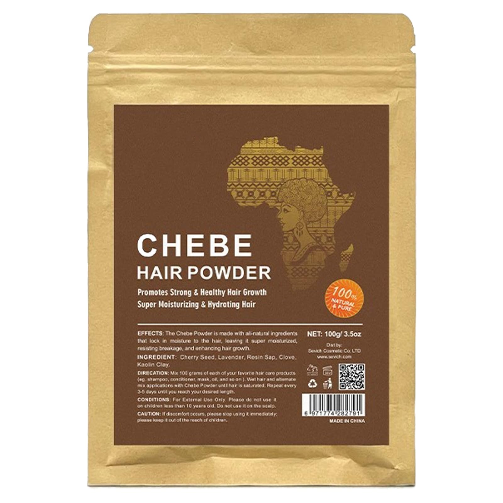 Chebe Powder for Hair Growth, 100g Organic African Chebe Hair Powder For Hair Thicker and Longer Hair All Hair Types (1)