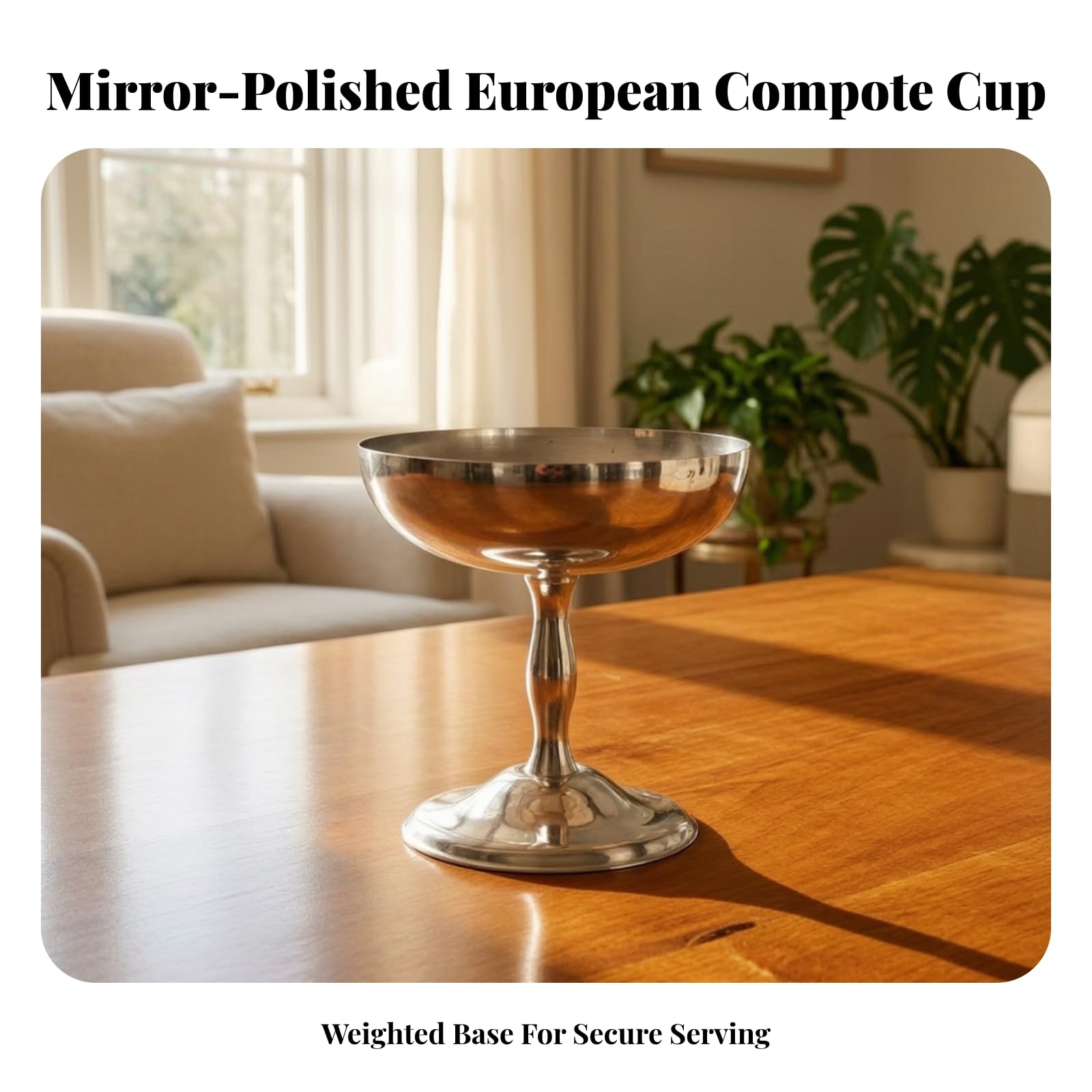 Ronyme Dessert Serving Bowl mit Spiegelglänzender Oberfläche aus Rostfreiem für Pudding Sorbet Und Obstsalat Kompakte Schale mit Kurzem Fuß für Den Esstisch für Den Täglichen Gebrauch