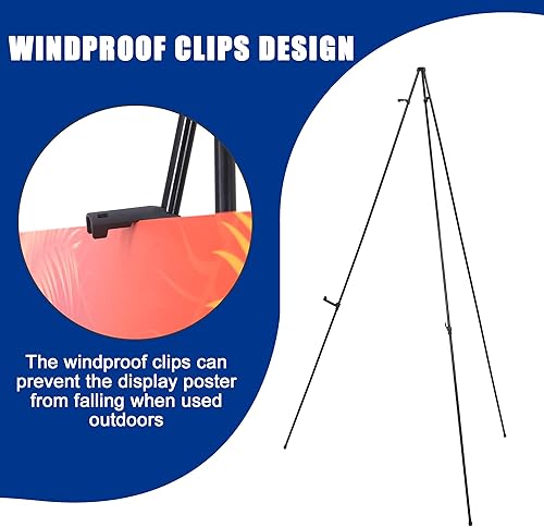 Miniatura 9 de Caballete para exhibición de caballetes de 63 pulgadas para letrero de boda, cartel, lienzo de pintura, caballete de metal portátil, color blanco