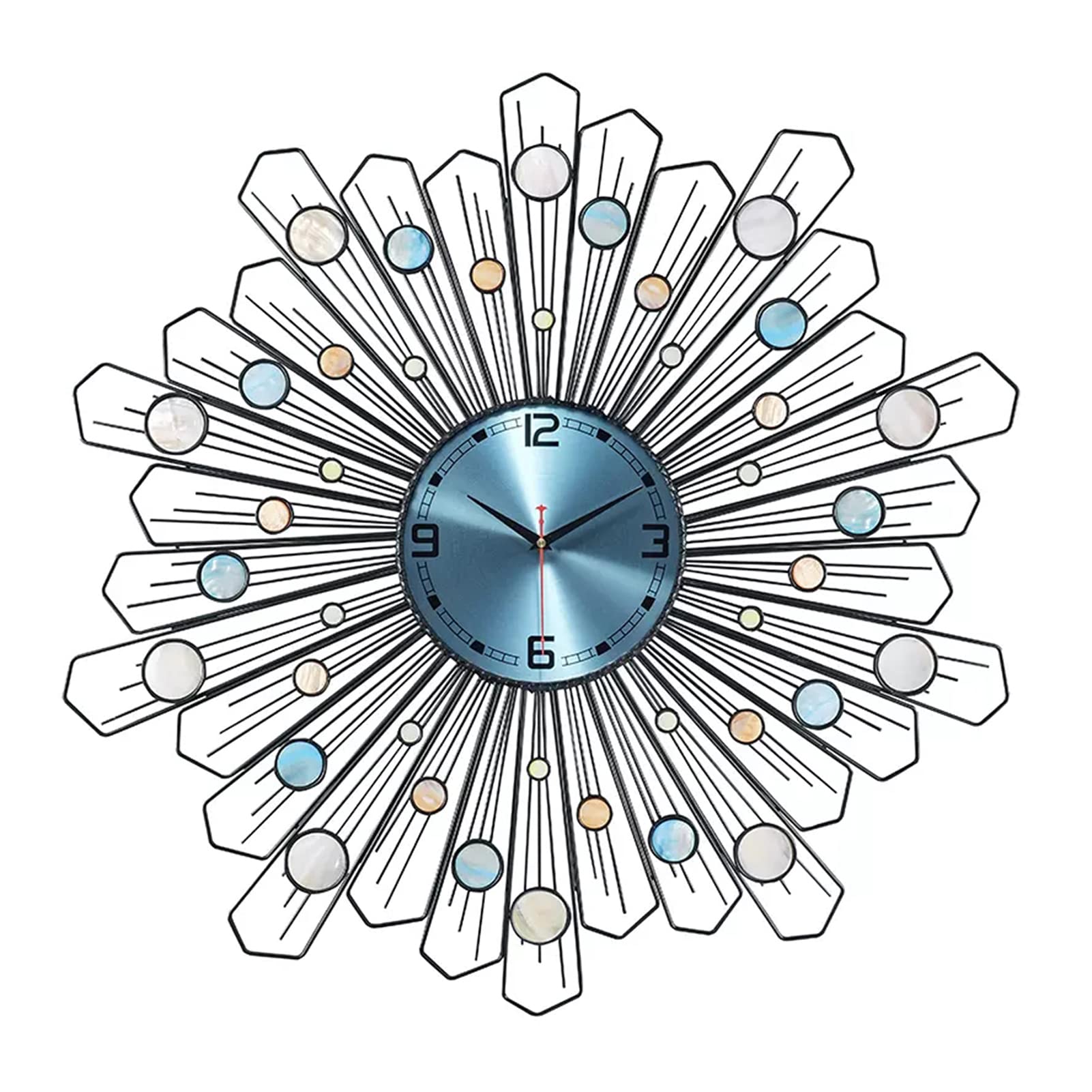 MYUYEE 59CM Metal for Living Room Modern ation Home Wall Hanging Clock Silent Non-Ticking Battery Operated Large Clock