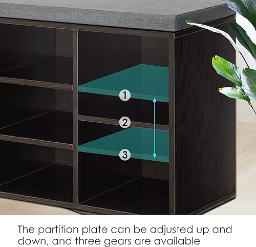 Miniatura 7 de PayLessHere Banco de almacenamiento para zapatos, 10 compartimentos, organizador de zapatos con estante de zapatos de 3 niveles, estantes