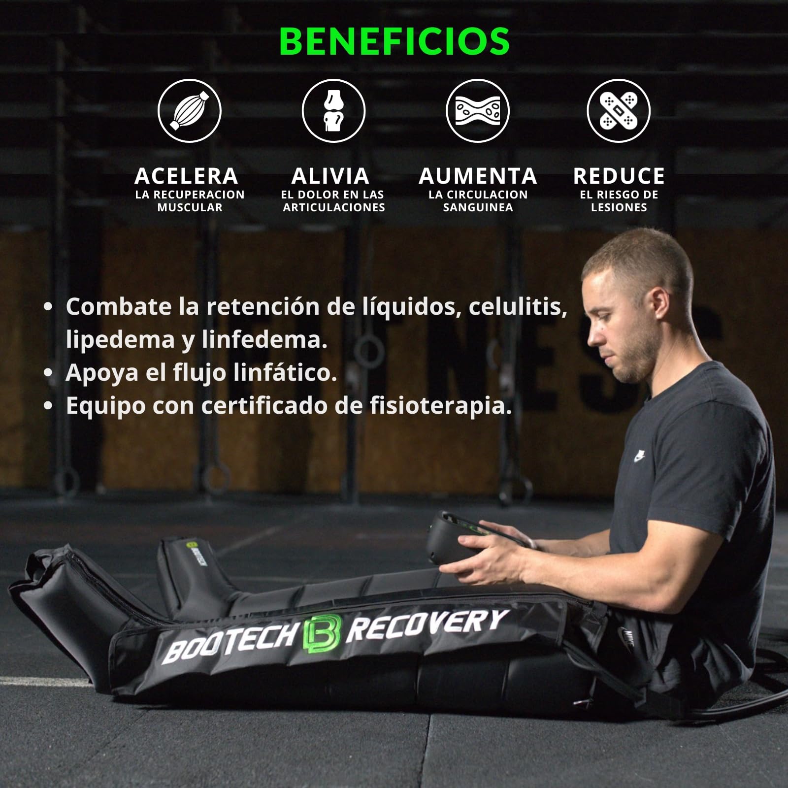 BOOTECH Presoterapia Premium Recargable para Casa, Masajeador de Piernas Cansados, Mejora la Circulación, Recuperación Muscular Drenaje Linfático Celulitis Bateria 6H,6 Camaras 3 Años Garantía(M)