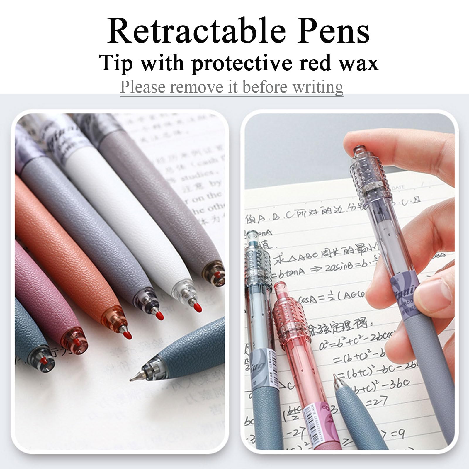 Fidget Pens Retractable 0.5mm Black Gel Ink Rollerball Pens Spinning Stress Relief Smudge Free - Grey White Blue Pack of 3 - Image 2