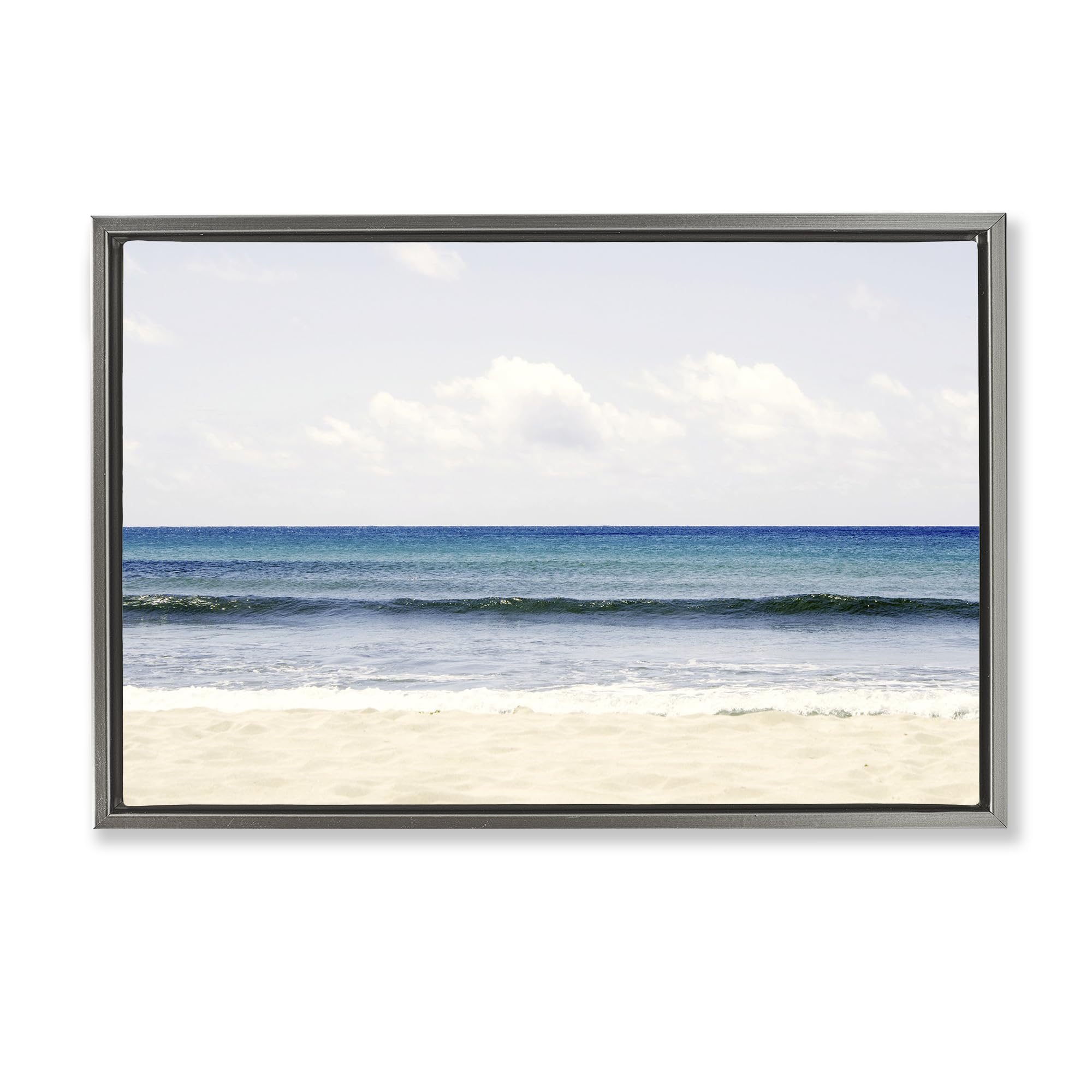 Stupell Industries Luster Gray (Matte) 'Summer Seaside Escape'| Floating Frame Canvas Art
