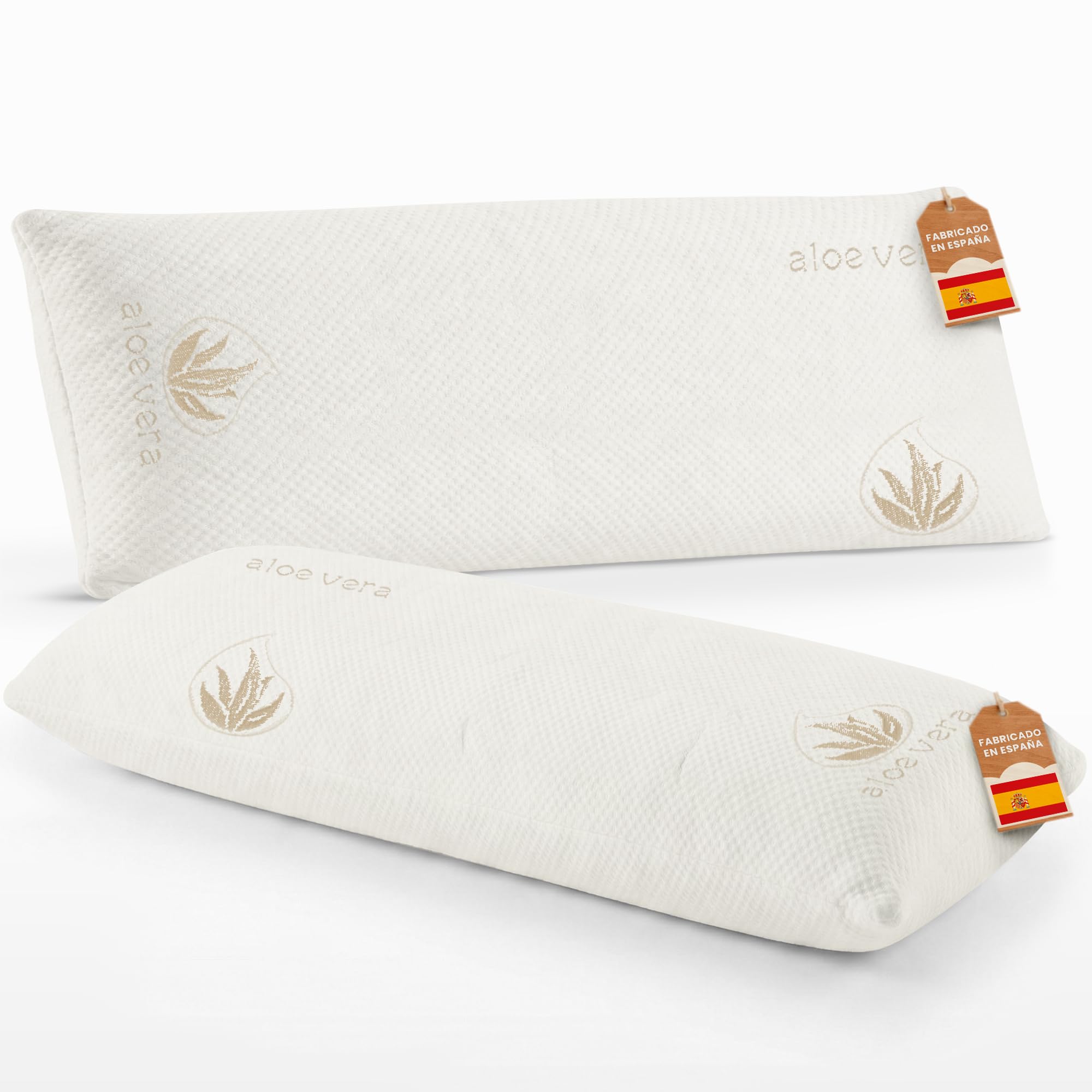 JUPPLIES Almohada Viscoelástica 100% con Efecto Memoria | 70 Cm, Pack 2 Unidades | Firmeza Media, Funda Aloe Vera Lavable | Hogar, Hotel