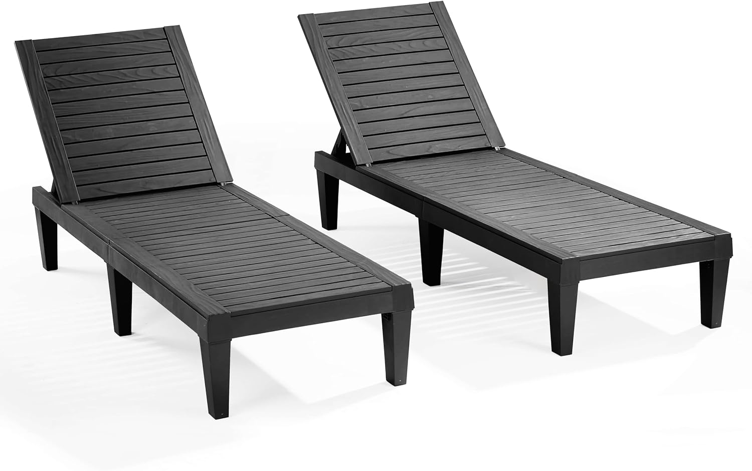 Nestl Patio Chairs - Waterproof Outdoor Chaise Lounge Chair, Set of 2 Adjustable Lawn Chairs, Lightweight Black Chaise Lounge Outdoor