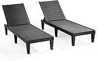 Nestl Outdoor Chaise Lounge Chairs Set of 2 - 5-Position Adjustable Black Patio Pool Loungers, Waterproof Reclining Lawn Chairs