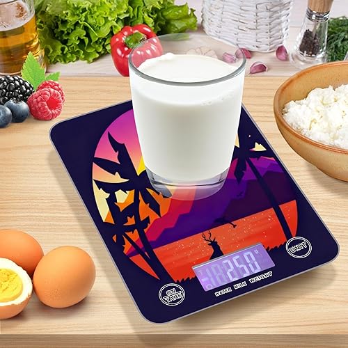 Miniatura 7 de Sunset Coconut Trees Retro Sea Black Dieting mini food scale 11lb0.18oz, 5kg5g waterproof oz gram scale with 4 unit for Cooking Cooking báscula para