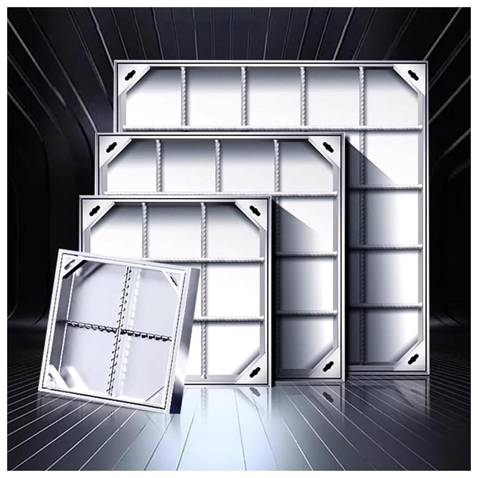 Solution de drainage invisible 50x50 cm avec cadre d'accès en acier inoxydable renforcé
