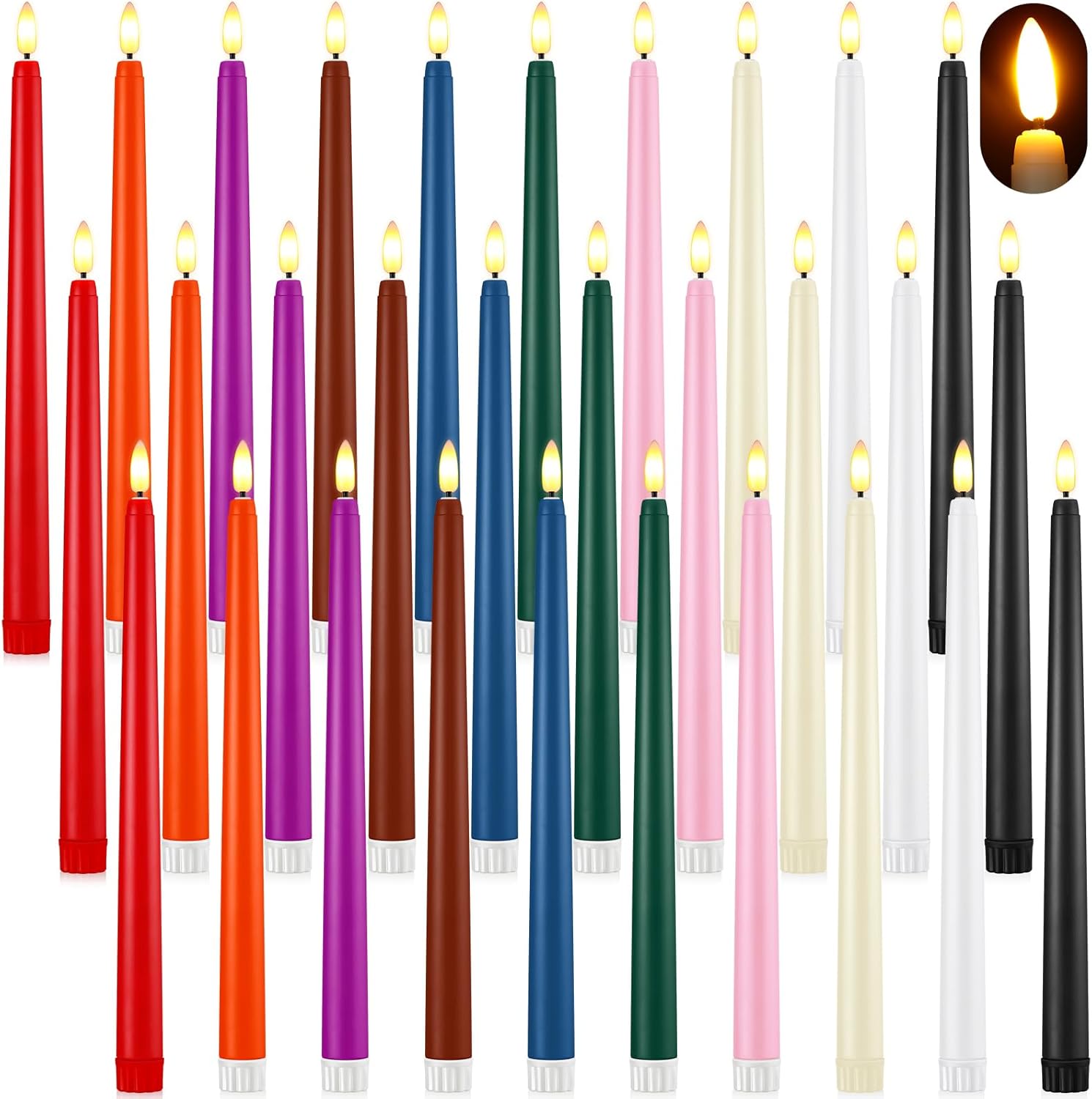 Retisee 30 Pcs Flameless Candlesticks Taper Candles Battery