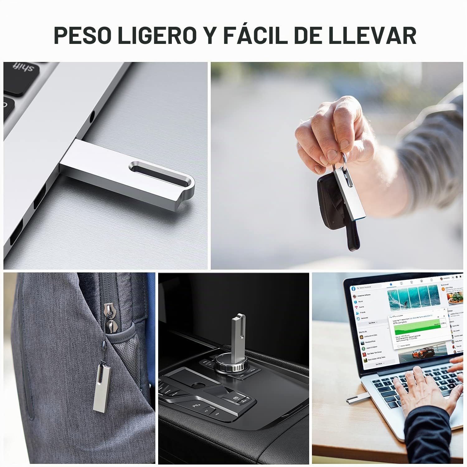 KOOTION Memoria USB 64GB【5 Unidades - 64GB】 USB 3.0 Pendrive USB Ligero Pequeño y Práctico Lote Pen Drive 64GB Plata Superficies Lisas de Metal USB Flash Drive para Ordenador/TV/Coche/Player, ect