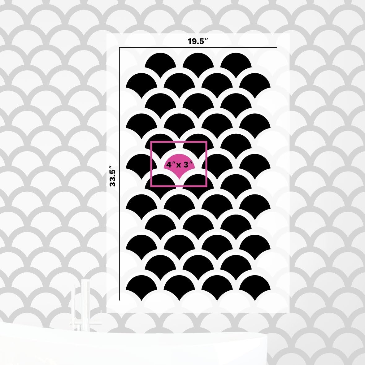 Fish Scale Stencil - DIY Wallpaper Alternative - Easily Brighten Up Your Home with This Reusable Wall Pattern Stencil