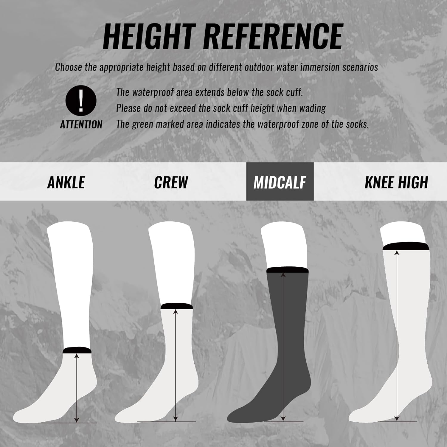 Waterproof Socks,Merino Wool,Mid Calf,Skiing & Snowboarding,Cold Weather Thermal Warm Socks - Image 6