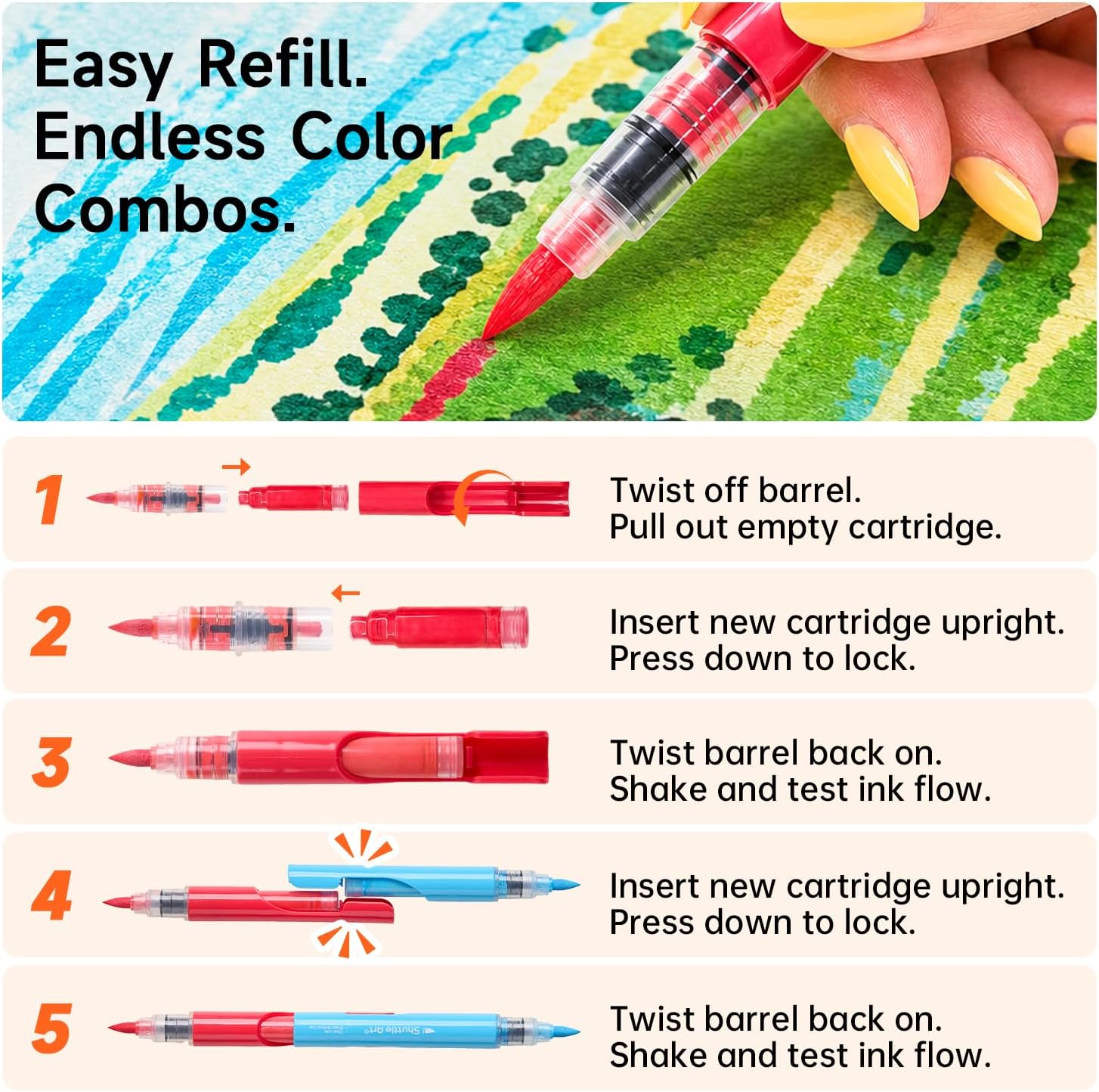 Shuttle Art 96 Colors Dual Tone Refillable Acrylic Markers with 100 Refills