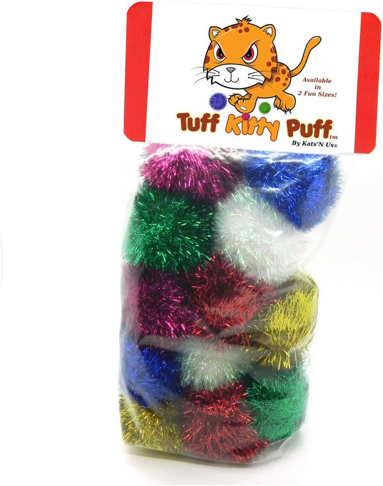 Tuff Kitty Puff Jumbo (2 inch) Sparkle Ball Cat Toy - 12pak