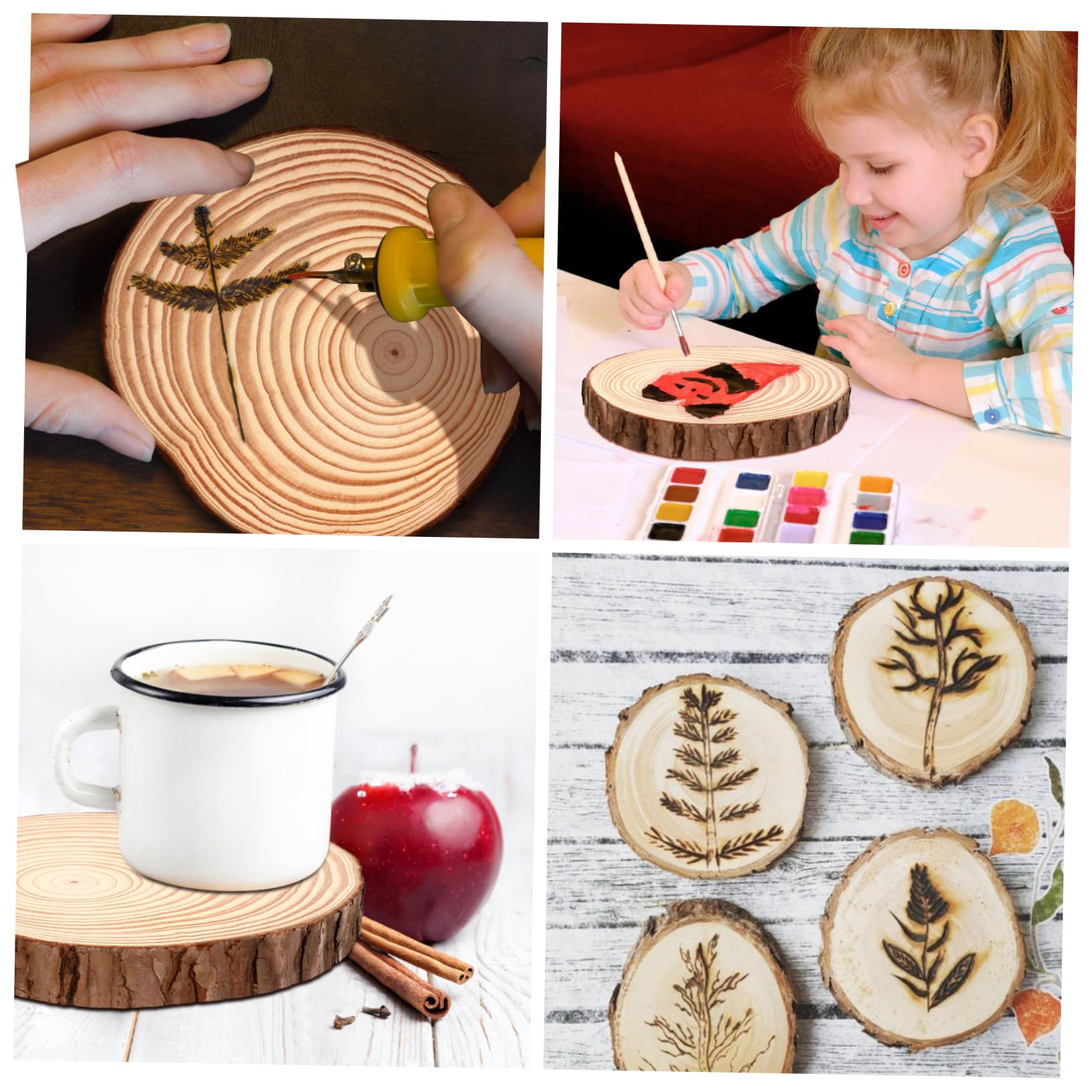 2 Stück Unbemalte Runde Holzscheiben mit Rustikalem Natürlichem Look Vielseitig als Bastelgrundlage für Hochzeiten und Holzdekoration Geeignet