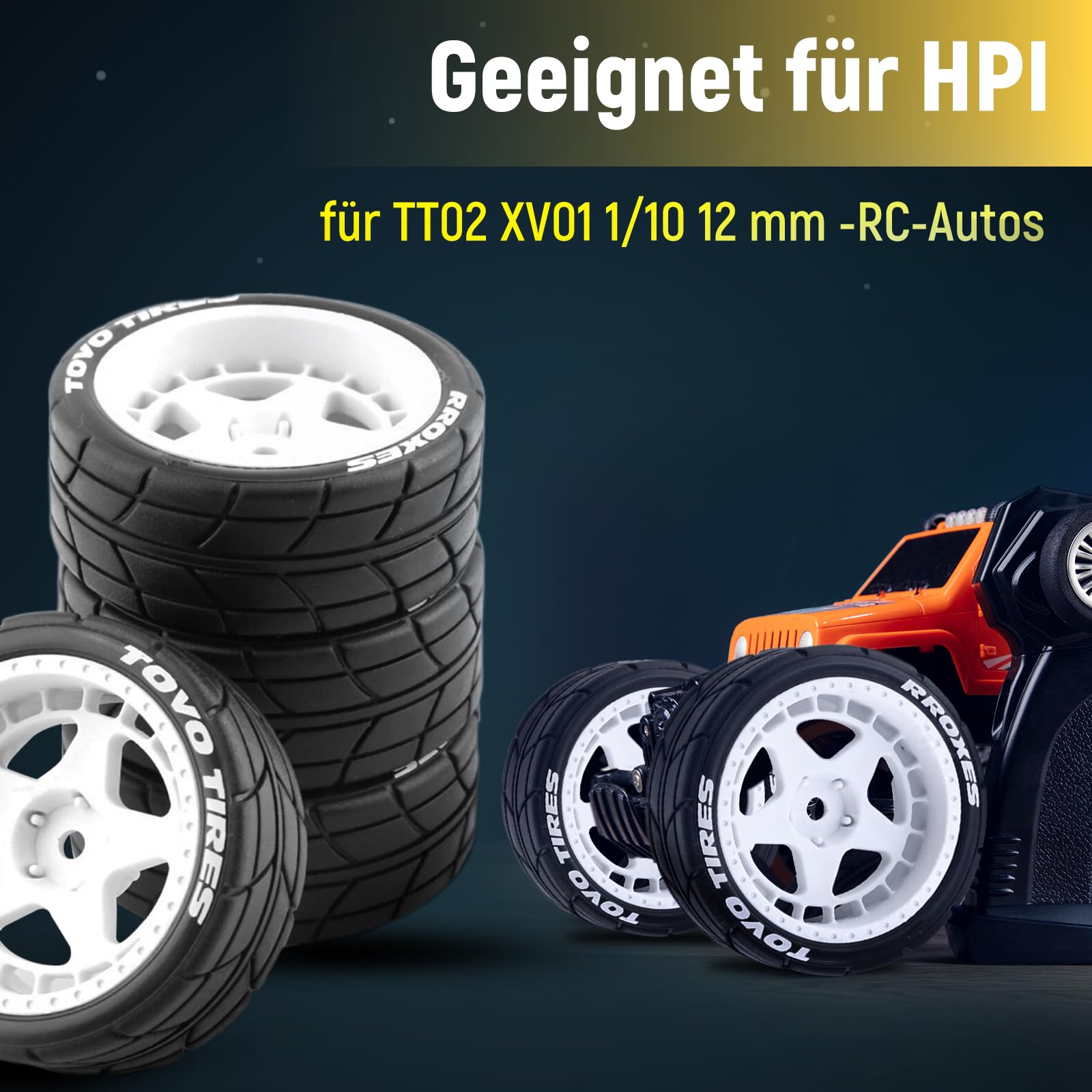 Baoblaze 4 pneumatici di ricambio Rally da 12 mm, resistenti all'usura, per TT02 XV01, 1:10 RC