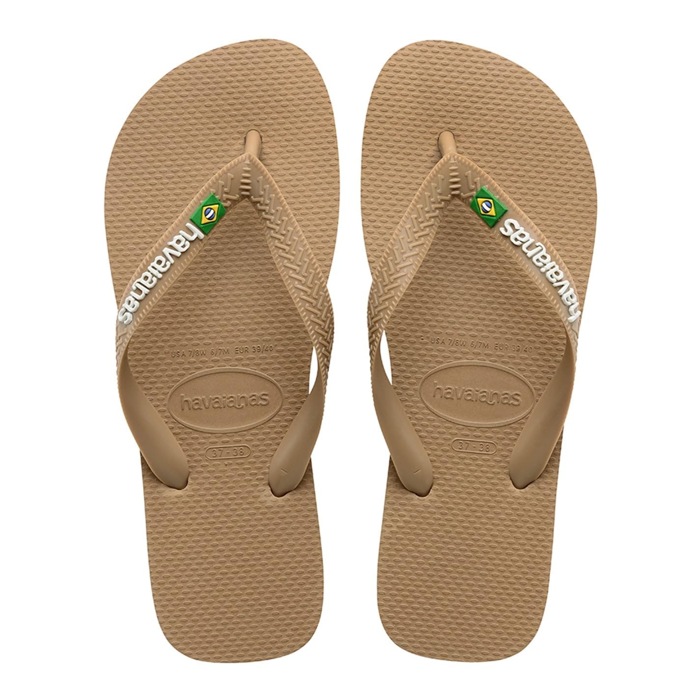 Havaianas Brasil Logo Unisex Adults FlipFlop Rose Gold 3.5/4 UK