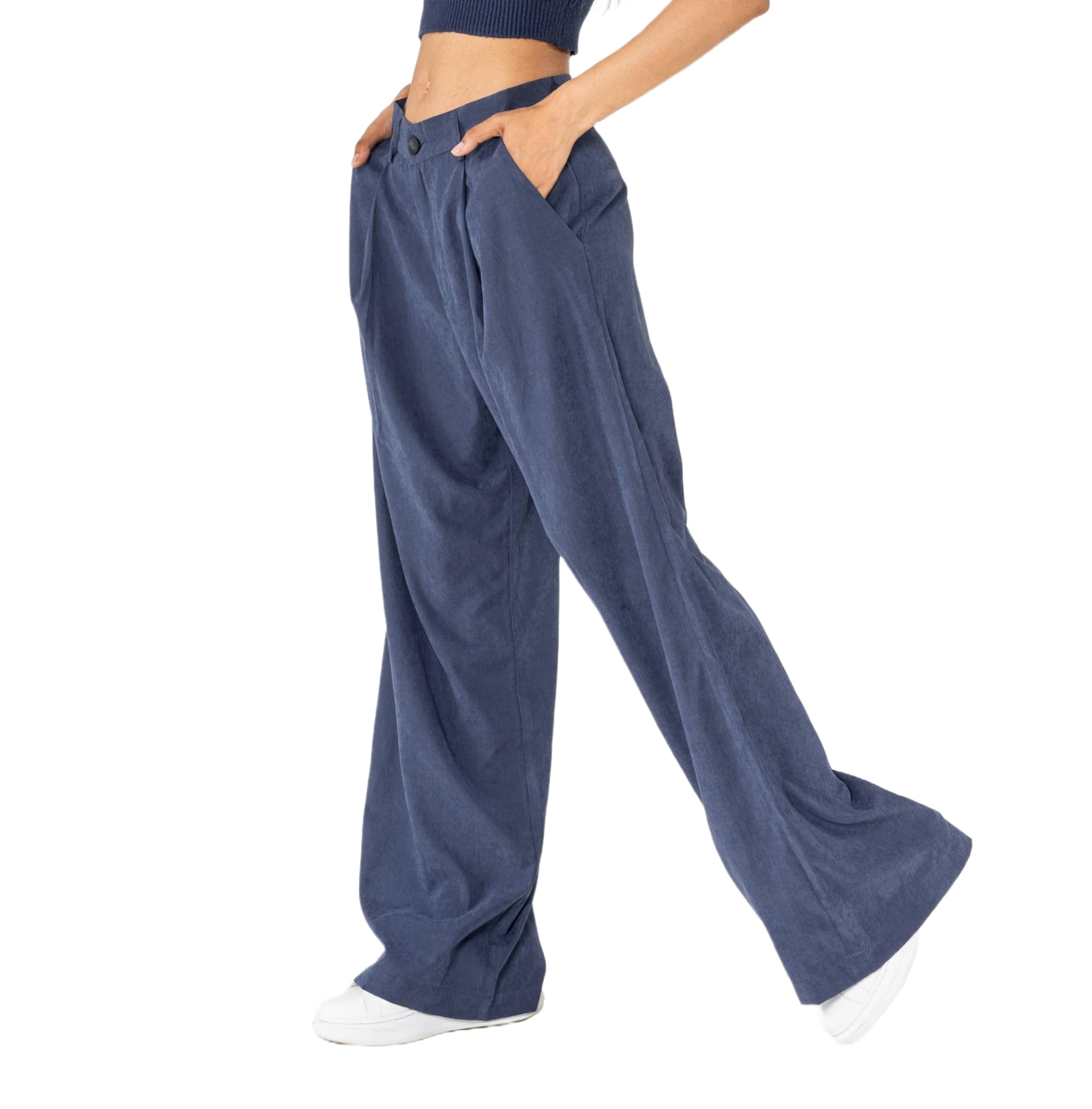 Nina Carter K901 Pantaloni da donna eleganti larghi – Pantaloni da palazzo fluenti tessuto leggero gamba larga pantaloni da inizio stagione