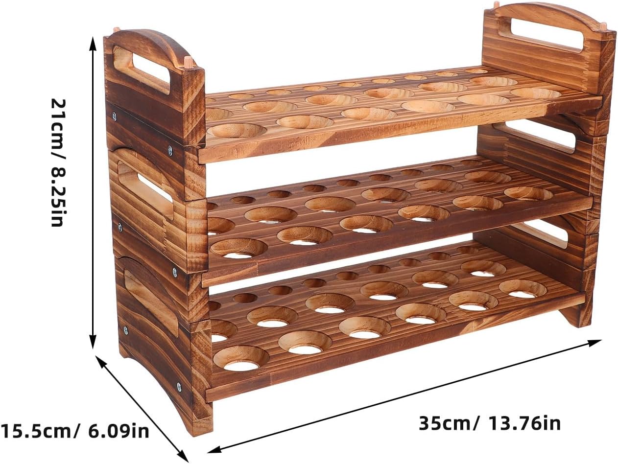 Healifty 1 Set Wooden Egg Holder With 3 Layers - Wooden Tray Holds 36 Fresh Eggs - Countertop Storage Rack For Gathering Rustic Decor