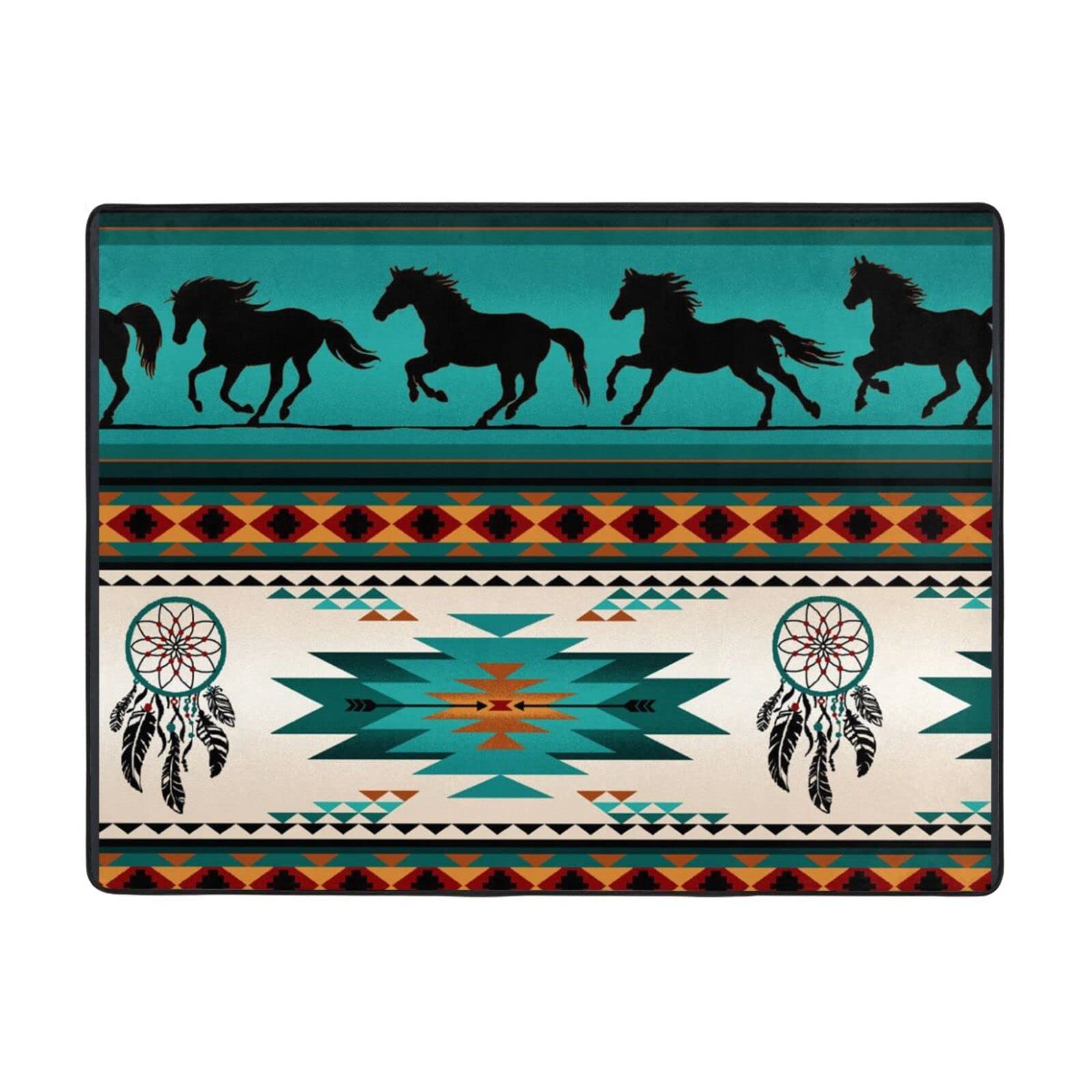 Tapis de bureau antidérapant motif chevaux pour éviter les glissades dans le salon
