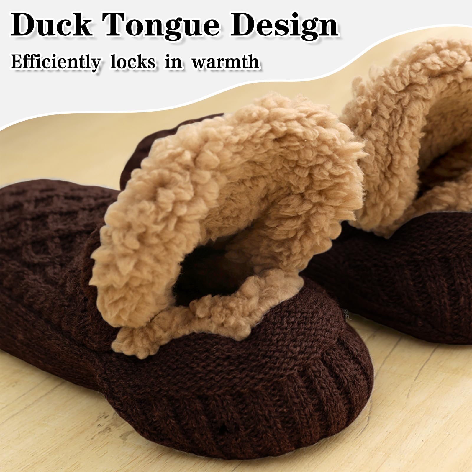 Chaussons chauds pour homme - Chaussettes d'intérieur antidérapantes en tricot