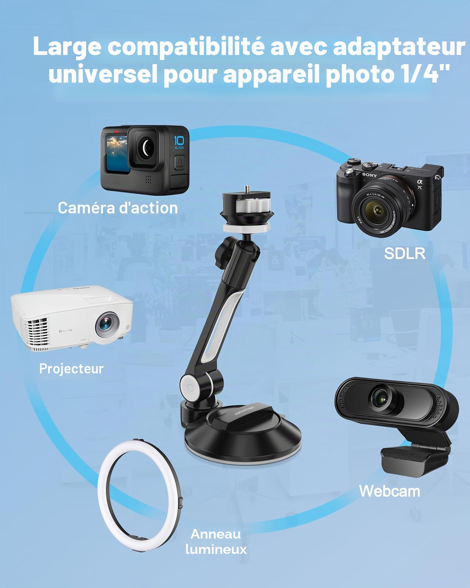 AboveTEK Support à ventouse pour iPad, téléphone et tablette avec ventouse pour tablette/téléphone/iPad mini/Air de 10,2 à 27,9 cm, pour fenêtre, salle de bain, miroir, pour voiture, camion