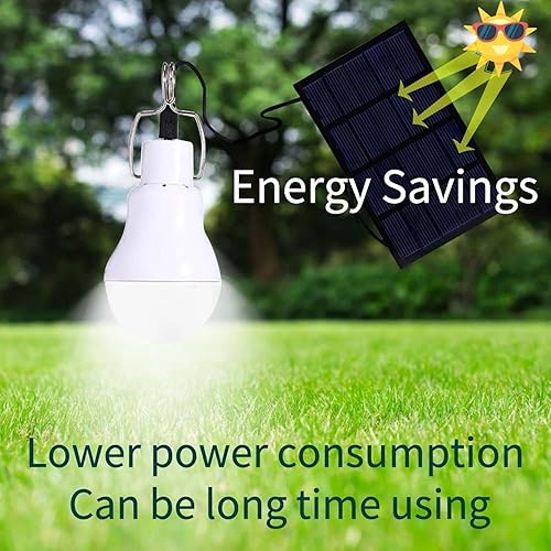 Miniatura 5 de Bombilla solar al aire libre, luces de gallinero, funciona con energía solar, con panel solar de 11.5 ft para camping, tienda de campaña, pesca,