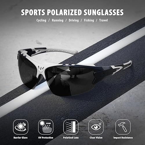 Miniatura 5 de Ofwin Gafas de sol polarizadas deportivas para hombres y mujeres, para pesca al aire libre, béisbol, ciclismo, ciclismo, protección UV400