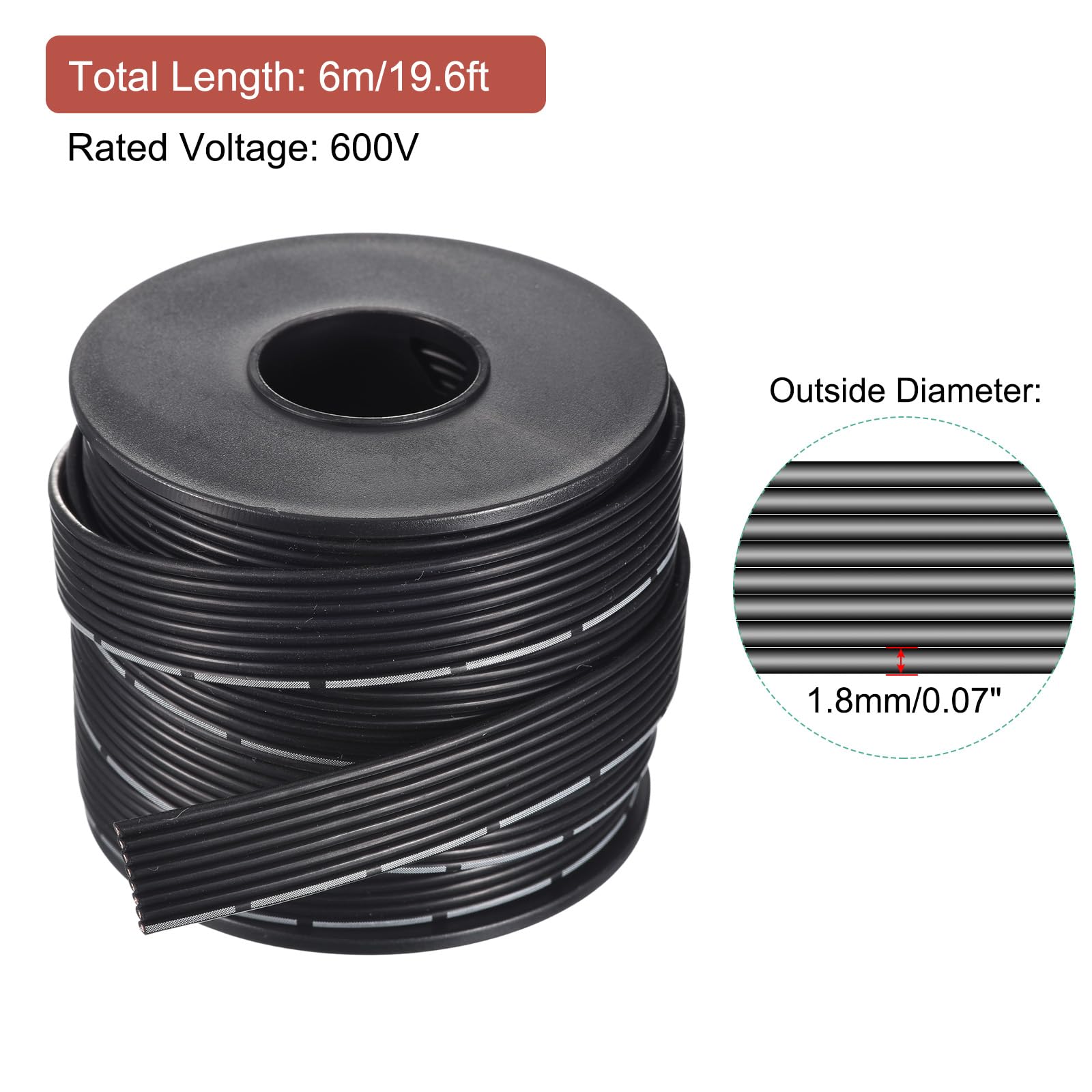 Uxcell 22AWG Silicone Ribbon Cable 5Pin 22 Gauge Flat Cable Flexible Silicone Wire 1 5m 4 9ft Black Tinned Copper Wire 4be6e364 C4d4 499c 9f33 C5ed512f2d46.6e7a8d88568a0156488658f30d78c36f - View #12