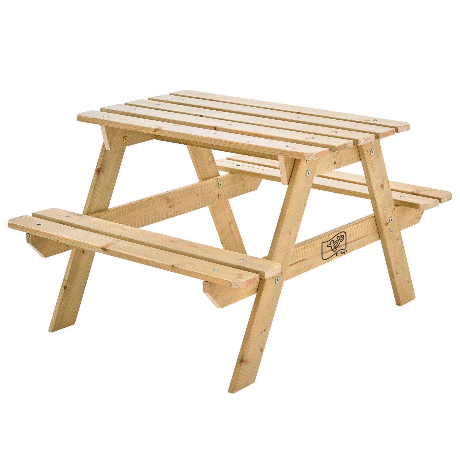 TP Toys Tavolo da Picnic forestale in Legno FSC – 90 x 70 x 50 cm – Tavolo e panchine per Bambini dai 18 Mesi – Area Giochi e Pranzo all'aperto – Facile da Montare
