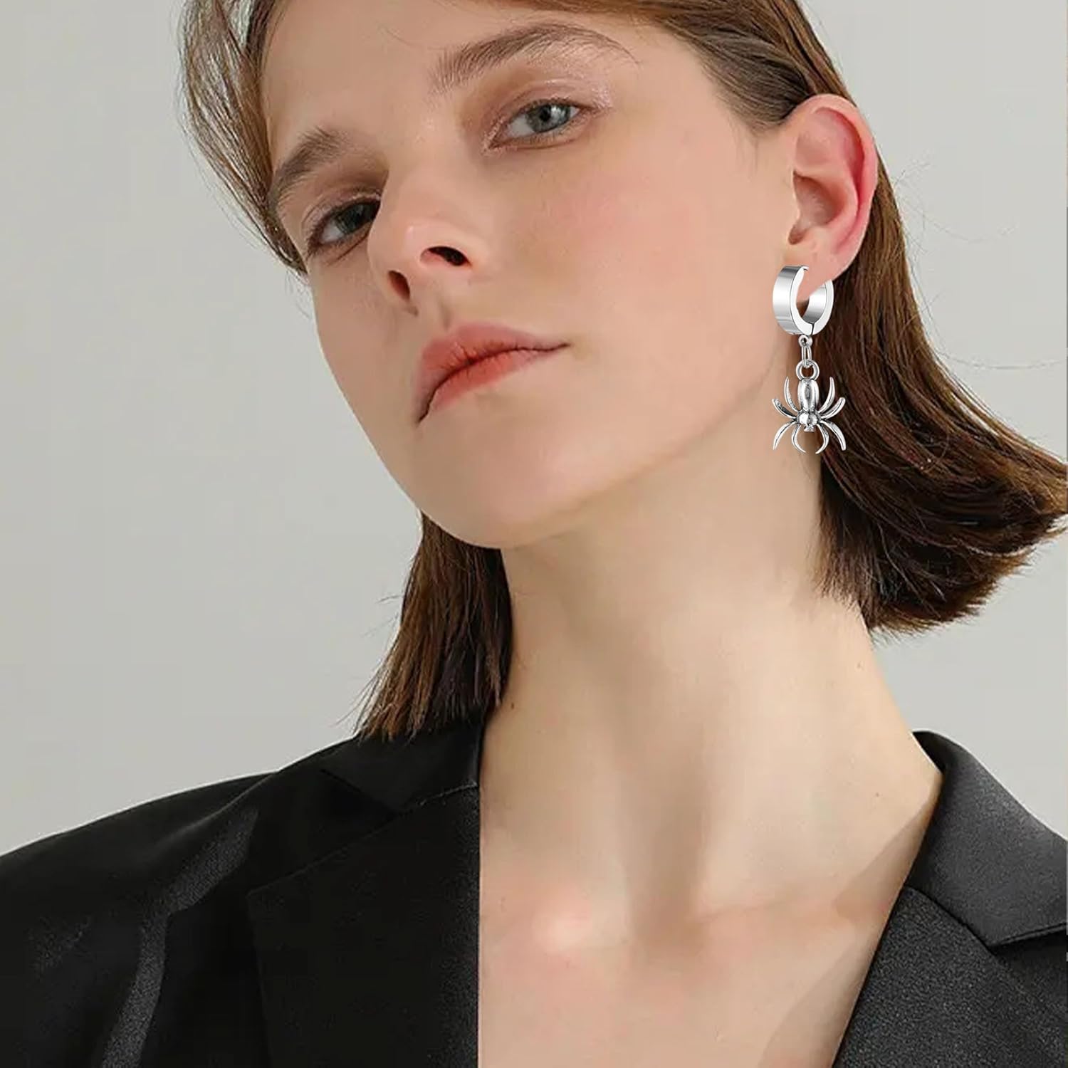 Gothic Spider Hoop Earrings for Women Men Unique Punk Spider Earrings Halloween Costume Accessories - Image 4