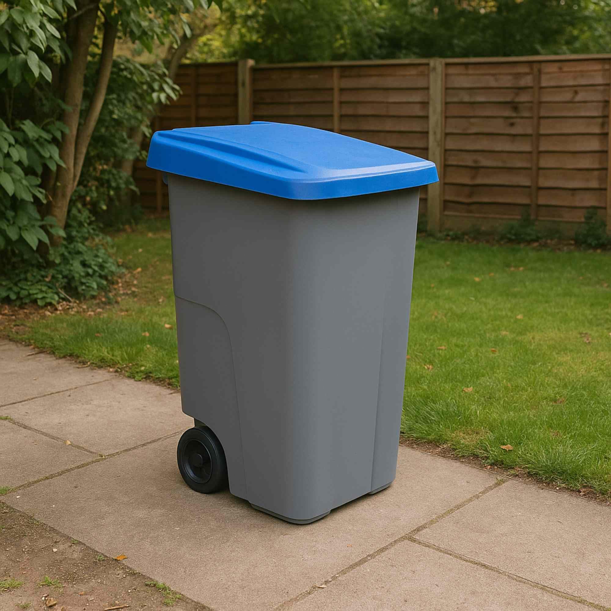 Well Home Contenedor Reciclo 110 litros Cerrado, Azul, 88x57x42 cm