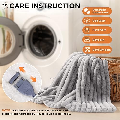 Miniatura 7 de Westinghouse Manta eléctrica tamaño individual, manta térmica de lujo de piel sintética y sherpa con 10 niveles de calefacción y apagado automático