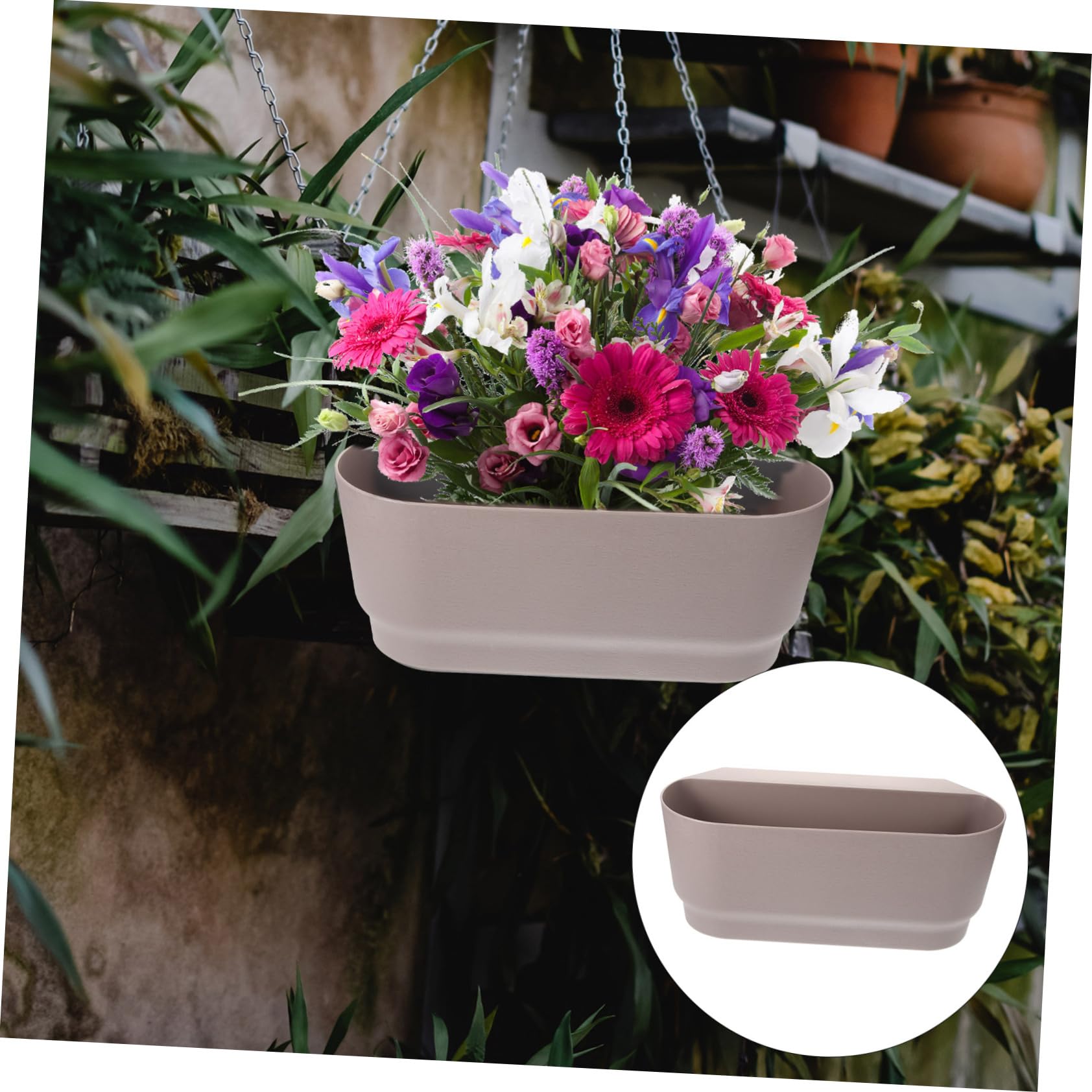 UKCOCO Vaso di Fiori Sospeso Ringhiera per Balcone, Fioriera da Interno in Plastica Resistente alle Intemperie, Decorazione per Piante da Esterno e Interno, Vaschetta Sospesa per Piante