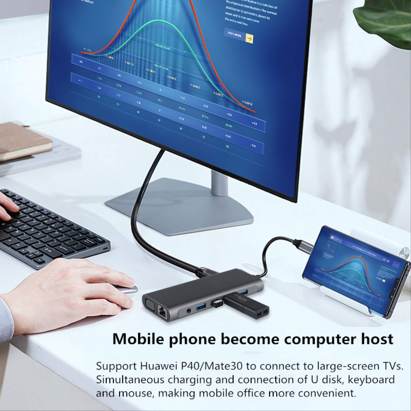 USB Tipo C Hub a HDMI compatibile MST 4K VGA Adattatore USB C HUB Docking Station RJ45 Lan Ethernet SD TF per Macbook