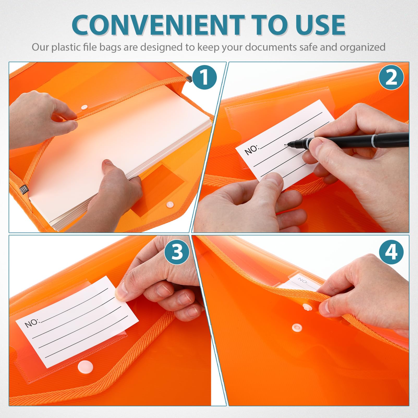 Toyvian 7pezzi Buste in Plastica Trasparenti con Chiusura Bottone Formato per Documenti Organizer per Ufficio Scuola e Uso Domestico