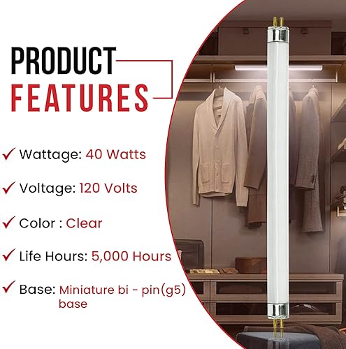 Miniatura 4 de BULBMASTER F8T5 - Bombillas fluorescentes F8 T5 8W 4100K fluorescentes de 12 pulgadas para debajo del gabinete, blanco frío, 12 pulgadas, lineal T5,