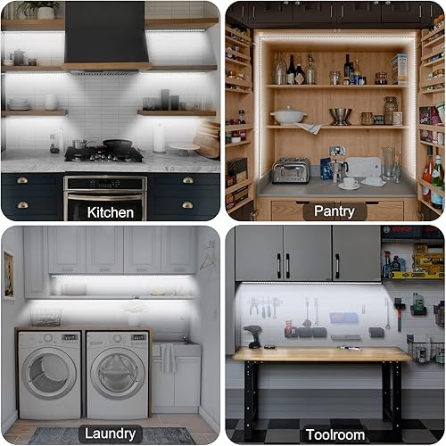 Miniatura 3 de GOOMEEYA Tira de luces LED con sensor de movimiento enchufable para debajo del gabinete luces blancas frías 6000 K súper brillantes 2000 lm con