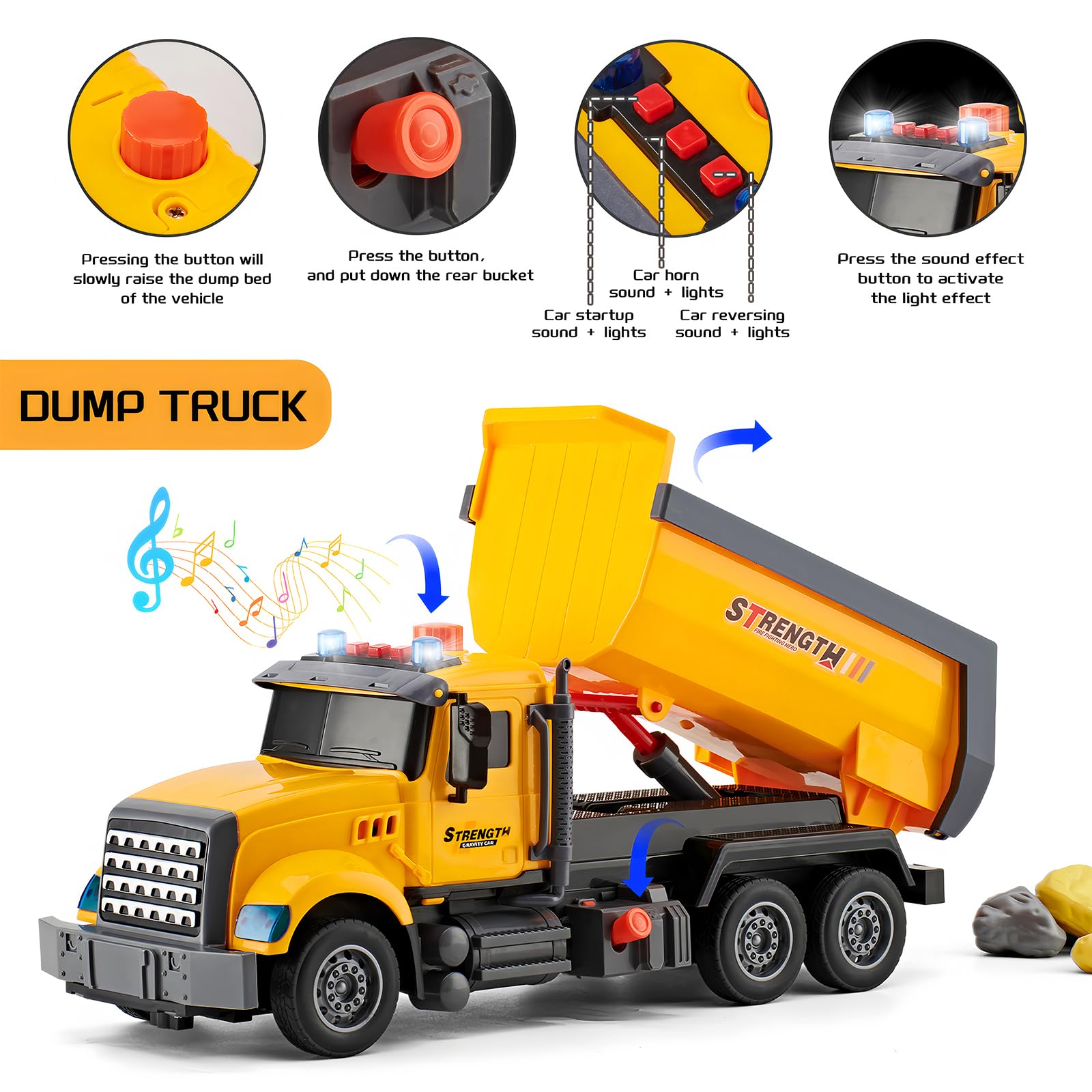 LerBao Confezione da 2 giocattoli per camion di ingegneria edilizia, escavatore mobile e sollevamento posteriore con cassone ribaltabile, giocattolo per 3 4 5 6 7 8 anni ragazzi bambini bambini