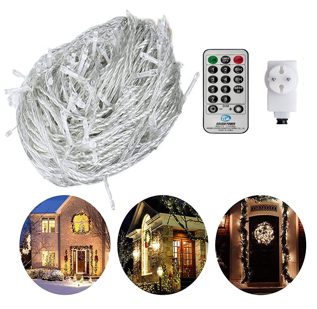 CORST 100M Lang Lichterkette Außen mit Stecker,600LED Lichterkette Innen Außen Garten lichterkette Baum Outdoor Wasserdicht mit Fernbedienung Timer 8Modi für Balkon Haus(Warmweiß)