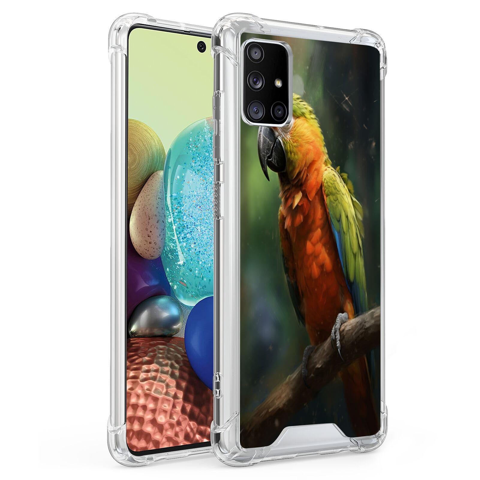 Elgzigok Transparent Case for Samsung Galaxy A71 5G Parrot-aa37 Phone Cover Clear Silicone Protective Case for Samsung Galaxy A71 5G Shock-Proof Four Corners Reinforced